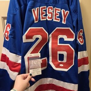 New York Rangers Jimmy Vesey signed Custom Jersey w/ JSA Cert WB185300